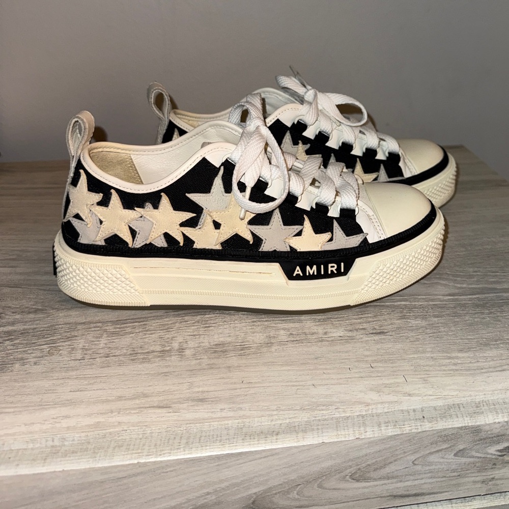 AMIRI Black and White Star-Print Low-Top Sneakers